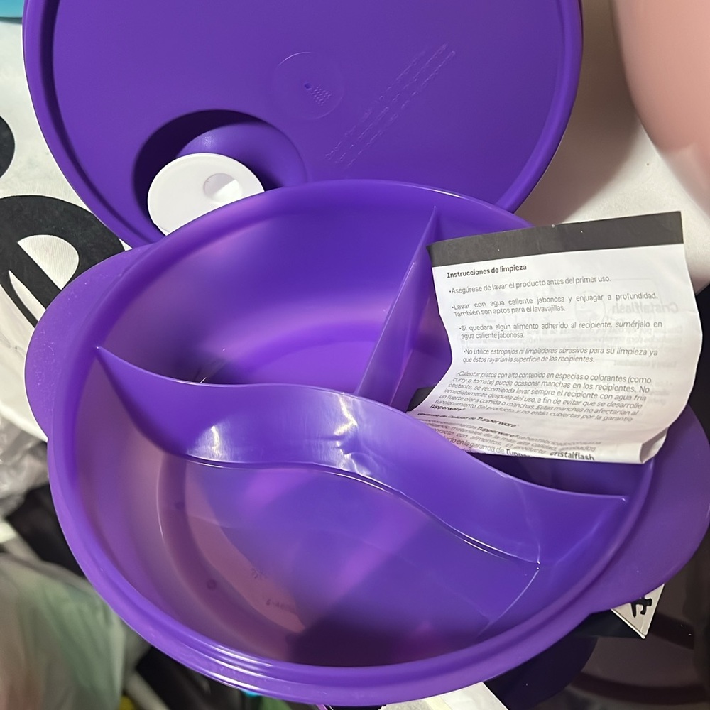 Tupperware Purple Sectioned Bowl with Lid